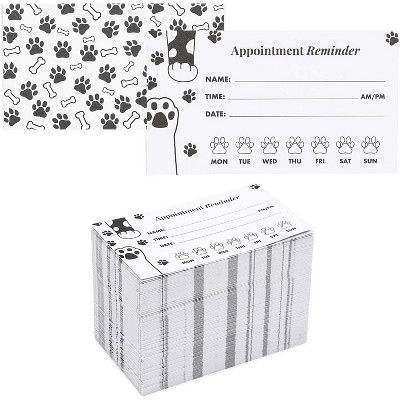 Pipilo Press 200 Pack Paw Print Appointment Reminder Cards, Vet Office Supplies (3.5 x 2 In)