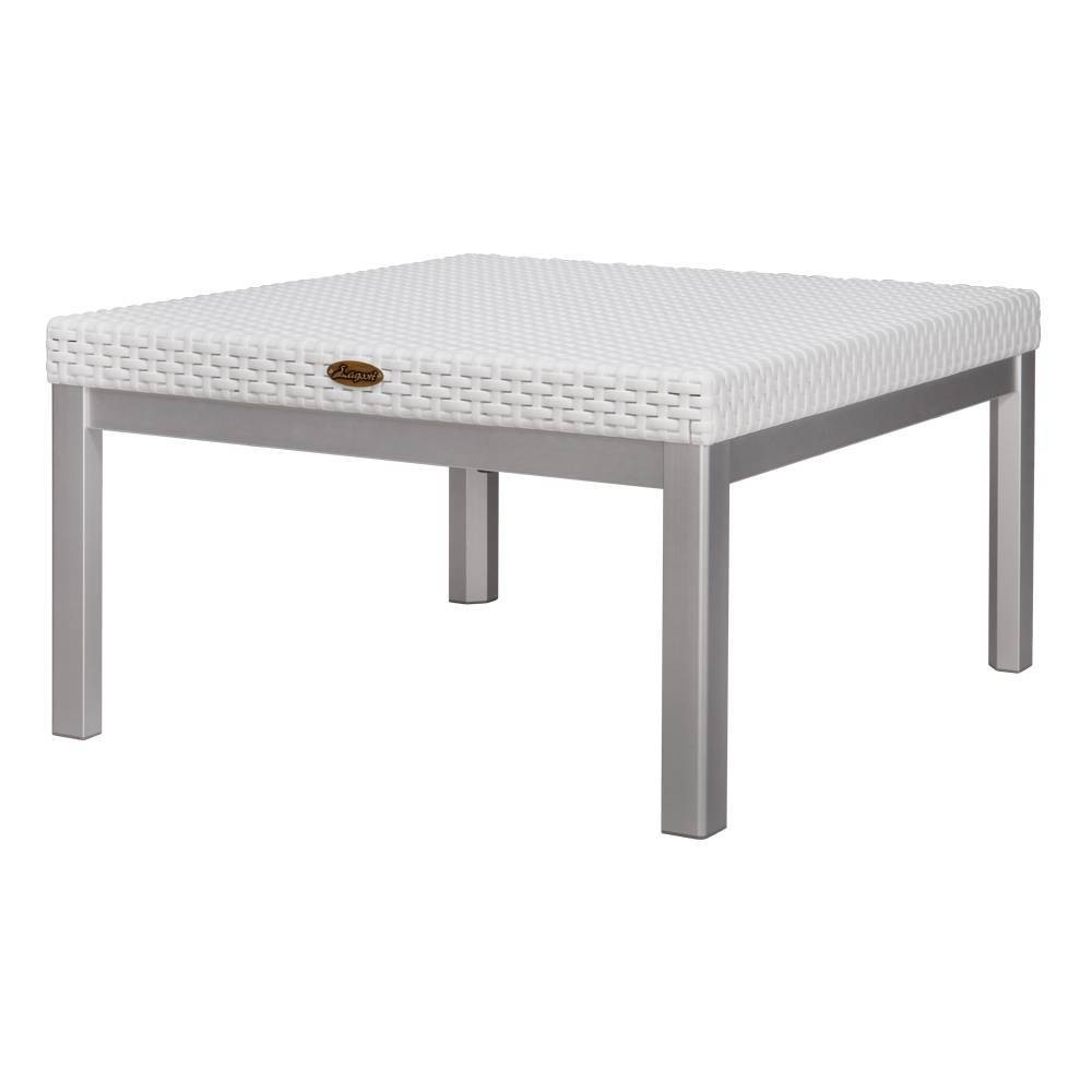 Photos - Garden Furniture Lagoon Russ Rattan Coffee Table with Aluminum Legs - White  