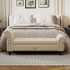 TiramisuBest 64.5" Velvet Storage Bed Bench - Tufted Chaise Lounge with Antique Nails, Khaki - 2 of 4