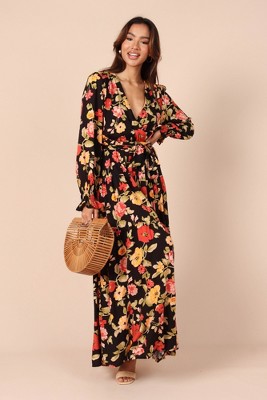 Petal And Pup Women's Wrap Jacket Maxi Dress - Black Floral Xs : Target