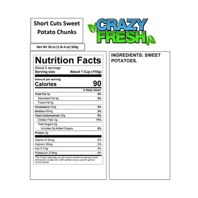 Crazy Fresh Short Cut Sweet Potato Chunks - 20oz