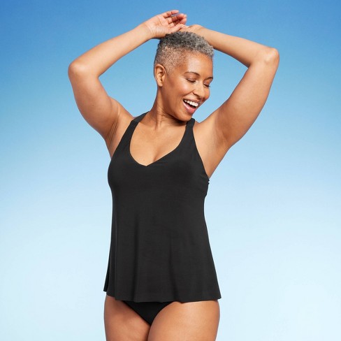 Women's V-neck Racerback Tankini Top- Aqua Green® Black : Target