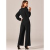 Seta T Women's V Neck Long Sleeve High Waist Wide Leg Casual Jumpsuits with Pockets - 4 of 4