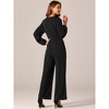 Seta T Women's V Neck Long Sleeve High Waist Wide Leg Casual Jumpsuits with Pockets - image 4 of 4