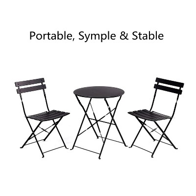 Round 2 Person - 23.6" Long Bistro Set Black
