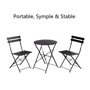 Round 2 Person - 23.6" Long Bistro Set Black - 1 of 4