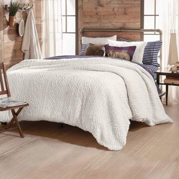 Cable Knit Pinsonic Faux Shearling Comforter Set Ivory - G.H. Bass