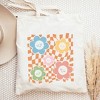 City Creek Prints Checkered Flowers And Smiley Canvas Tote Bag - 15x16 - Natural - 2 of 2