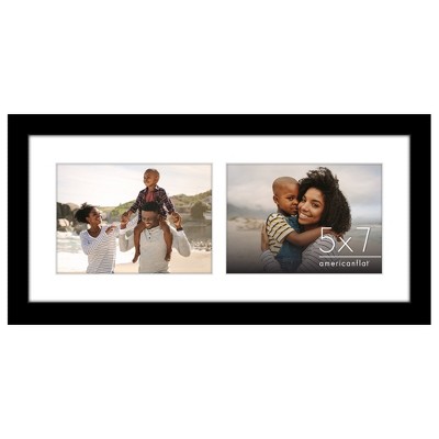 Americanflat 7x16 Collage Picture Frame with Shatter-Resistant Glass, Fits Two 5x7 Photos or One 7x16 Photo, Signature Collection  Black
