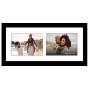 Americanflat 7x16 Collage Picture Frame with Shatter-Resistant Glass, Fits Two 5x7 Photos or One 7x16 Photo, Signature Collection  Black - 1 of 4