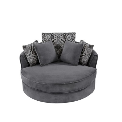 GlasFlength Sectional Sofas,Elegant Circular Design Sofa, Enhanced with Patterned Accent Pillows,Black,51.5"*40.5"*33"