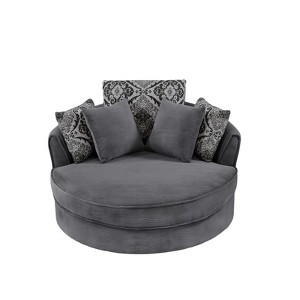 GlasFlength Sectional Sofas,Elegant Circular Design Sofa, Enhanced with Patterned Accent Pillows,Black,51.5"*40.5"*33" - 1 of 4