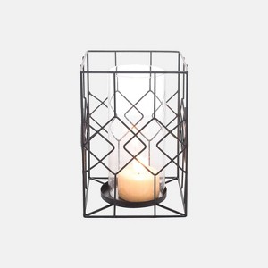 Large Diamond Wire Candle Holder - Foreside Home & Garden, Black