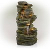 51" Resin Rock Cascading Fountain with LED Lights Gray - Alpine Corporation: Waterfall Feature, Birdbath - 3 of 4