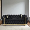 90.6" Velvet Button Tufted Sofa with Gold Stainless Steel Accents & 2 Pillows, 3-Seater Luxury Chesterfield Sofa for Living Room, Italian Velvet - 2 of 4
