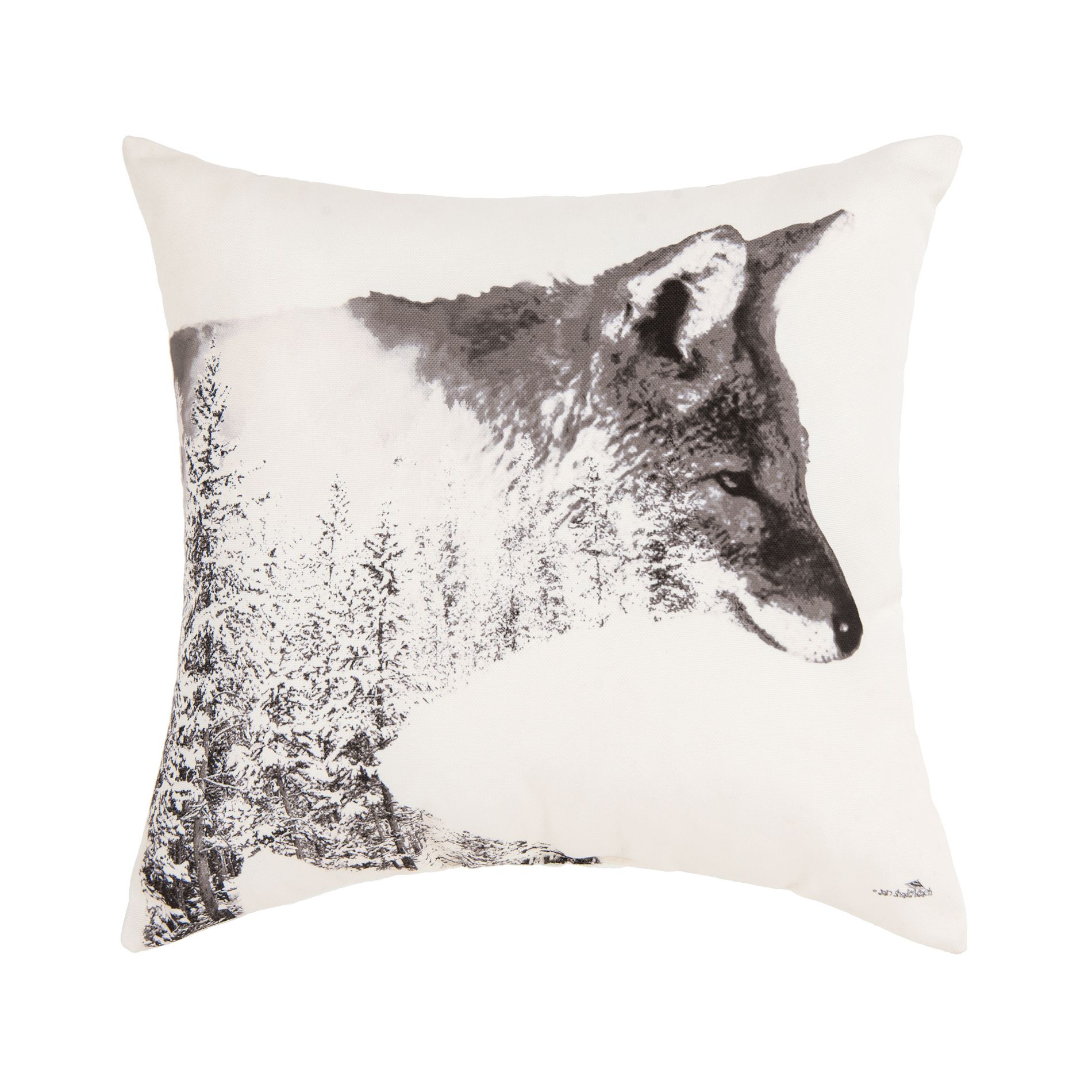 C&F Home Fox Forest Indoor/Outdoor Grayscale Accent Throw Pillow 18" x 18"