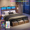 Pinmoco Platform Bed Frame with Adjustable LED Storage Headboard 2 Drawers & Charging Station Metal Bed - 4 of 4