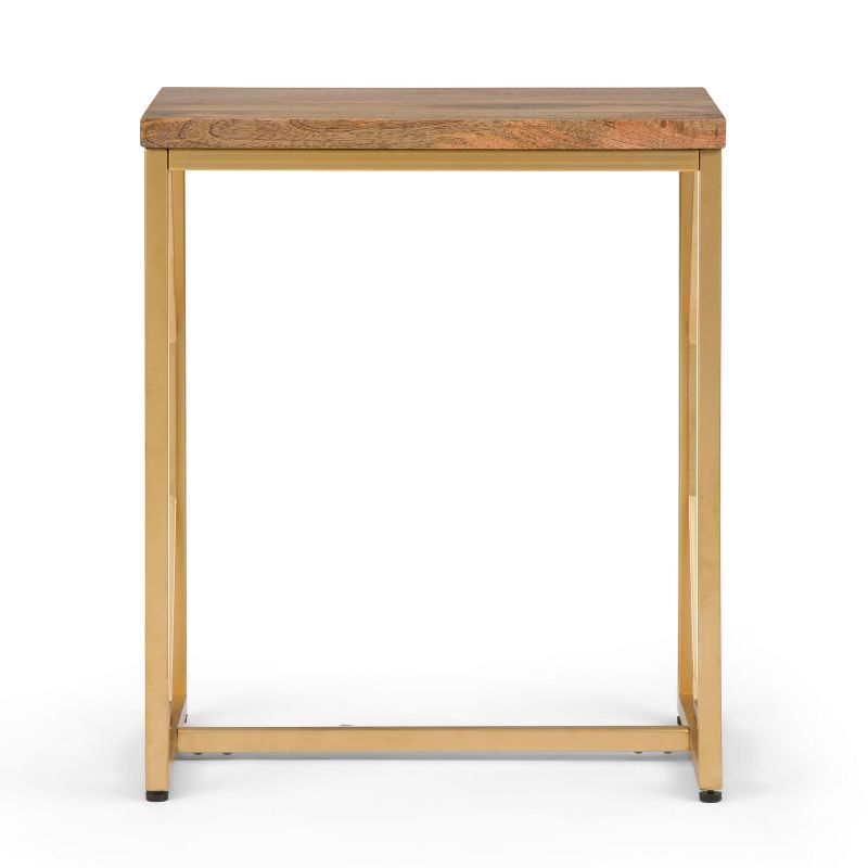 13&#34; Ebsen Metal and Wood Accent Table Natural/Gold - WyndenHall, 4 of 11