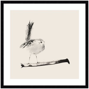 Kate and Laurel Sketched Bird On Branch by Danushka Abeygoda Framed Wall Art Print, 25 x 25, Svelte Noir Black - 1 of 4