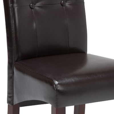 Dark Brown Faux Leather Tufted Parsons Side Chair Set