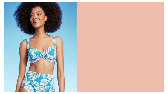 Women's Push-Up Knot Detail Bikini Top - Shade & Shore™ Blue Floral Print, 2 of 7, play video
