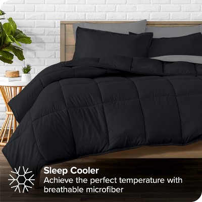 Full Black and Gray Microfiber Down Alternative Bed in a Bag Set