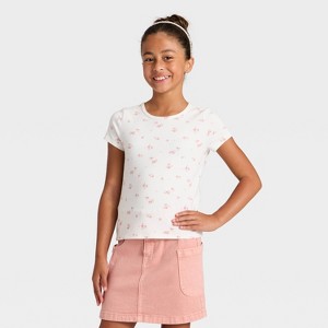 Girls' Short Sleeve Fitted T-Shirt - Cat & Jack™ - 1 of 3