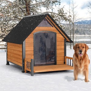 Outdoor & Indoor Insulated Dog House with Porch ¨C Weatherproof, Anti-Bite Large Dog Shelter, All-Season Comfort - 1 of 4