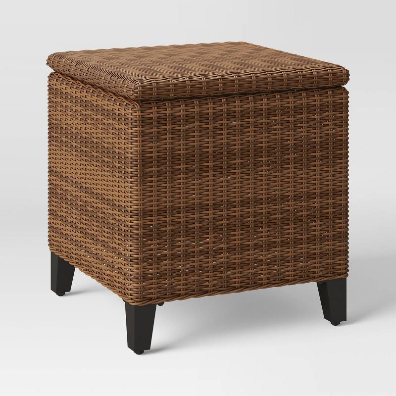Wicker Square Brookfield Patio Accent End Table with Storage Brown - Threshold&#8482;, 1 of 9