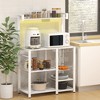 HOMCOM Kitchen Bakers Rack with Power Outlet and LED Lights, Microwave Stand, Coffee Bar with Metal Basket, Multiple Shelves and Glass Holders - 2 of 4