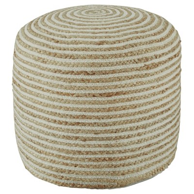 Aildon Pouf Natural/White - Signature Design by Ashley