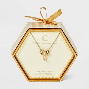 14K Gold Dipped Cubic Zirconia Rondelle Initial Necklace - A New Day™ Gold - 1 of 4