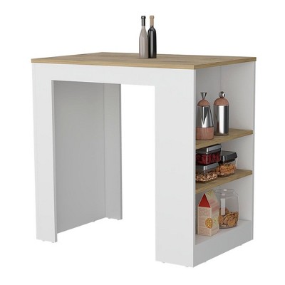 NicBex Kitchen Island Cart with 3 Side Shelves,Kitchen Island with Storage and Large Work Top,Modern Kitchen Cart,Island Table for Kitchen