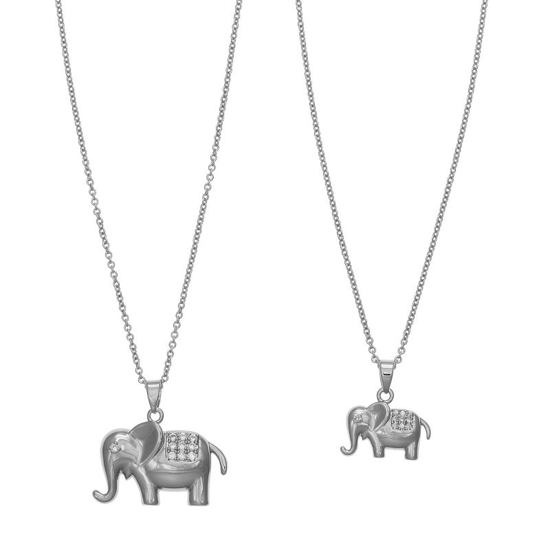 FAO Schwarz Fine Silver Plated Elephant Pendant Necklace Set, 1 of 4