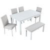 NicBex Dining Table Set for 6 Morden Kitchen Table with Wooden Tabletop, 1 Bench and 4 PU Chairs for Dining Room - 4 of 4