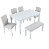 5-Piece Counter Height Dining Set: Square Wood Table, 4 Upholstered Chairs with Crystal Decor, Ideal for Kitchen - image 4 of 4