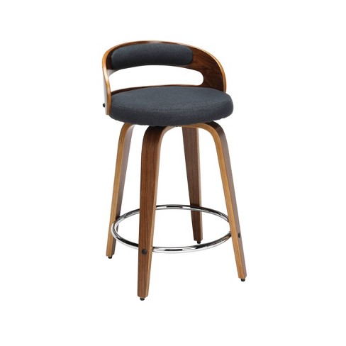 Fabric Back And Seat Cushion Navy, Contemporary Swivel Bar Stools With Back