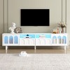 Media Dresser With LED Light Strip For 80" TV,Wood Legs Media Console With Fluted Tempered Glass Doors,Media Dresser For Living Room-Cuddlewood - 2 of 4