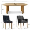 7-Piece Oval Dining Table Set, 79” Wood Pedestal Table with 4 Upholstered Armless Chairs & 2 Armchairs, Modern Dining Room Furniture-Maison Boucle - 3 of 4
