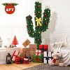 Tangkula 6'Artificial Cactus Christmas Tree Pre-Lit Optical Fiber w/ LED Lights & Ball Ornaments - 2 of 4