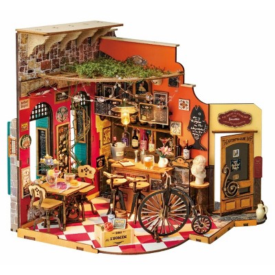 ROBOTIME 3D Puzzles Miniature House DIY Craft Kit, Wooden Puzzle Bar Restaurant Dollhouse for Adults, Kids Gifts, Multicolored, 2.56"*9.33"*12.4"