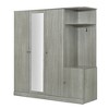 TIRAMISUBEST 4-Door Wardrobe with Storage Shelves, 1 Hidden Drawer, and Full-Length Mirror, Bedroom Armoire Closet with Hanging Rod - 4 of 4