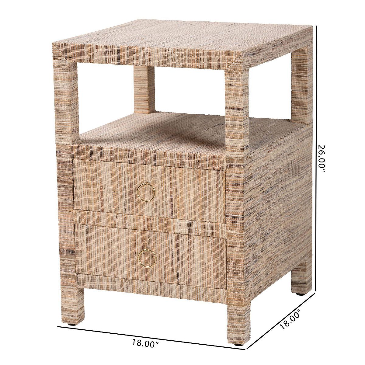 bali & pari Paine Woven Grasscloth 2 Drawer Nightstand Natural - thumbnail 8