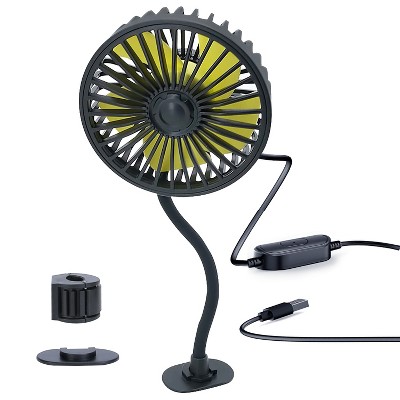 iMountek"360º Rotatable USB Car Cooling Fan with 3 Speeds for Dashboard, Backseat, and Window Clip"Black