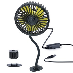 iMountek"360º Rotatable USB Car Cooling Fan with 3 Speeds for Dashboard, Backseat, and Window Clip"Black - 1 of 4