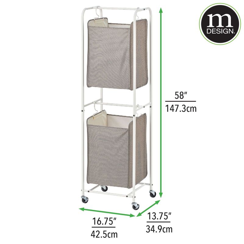 mDesign Vertical Portable Laundry Hamper Basket - Metal Frame, 2 of 7