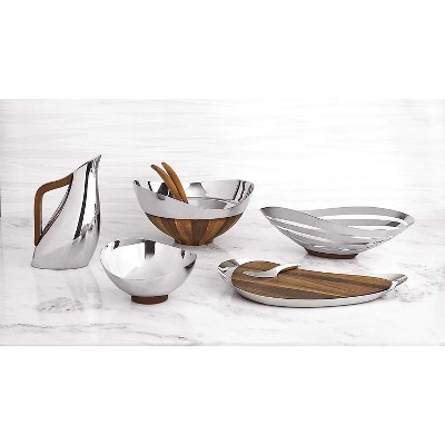 Stainless Steel and Acacia Wood Bread and Fruit Bowl