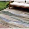 Beige And Denim Blue Abstract Washable Indoor Outdoor Area Rug - 2 of 4