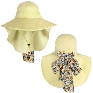 Tirrinia Women's Wide Brim Sun Hat with Floral Scarf, Foldable UV 50+ Protection Sun Cap for Outdoor Garden Beach Hiking Travel, Summer Essentials - 1 of 4