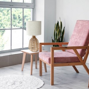 21" Vintage Rattan Wicker Style Paper Rope Bedside Table Lamp with Fabric Shade - Lalia Home - 1 of 4